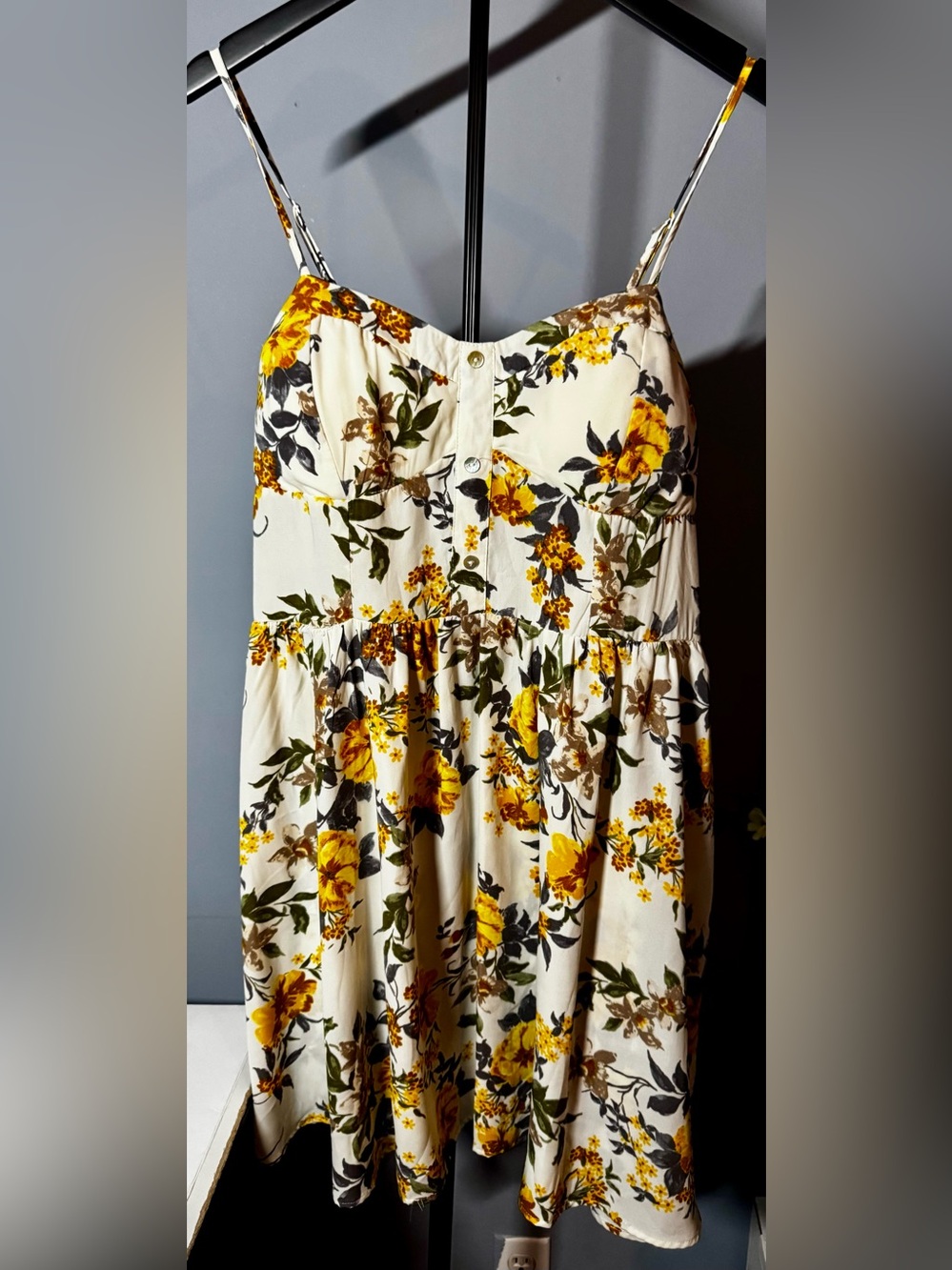 Bailey Blue XL Floral Babydoll Sundress Yellow Ivory Cottagecore Boho